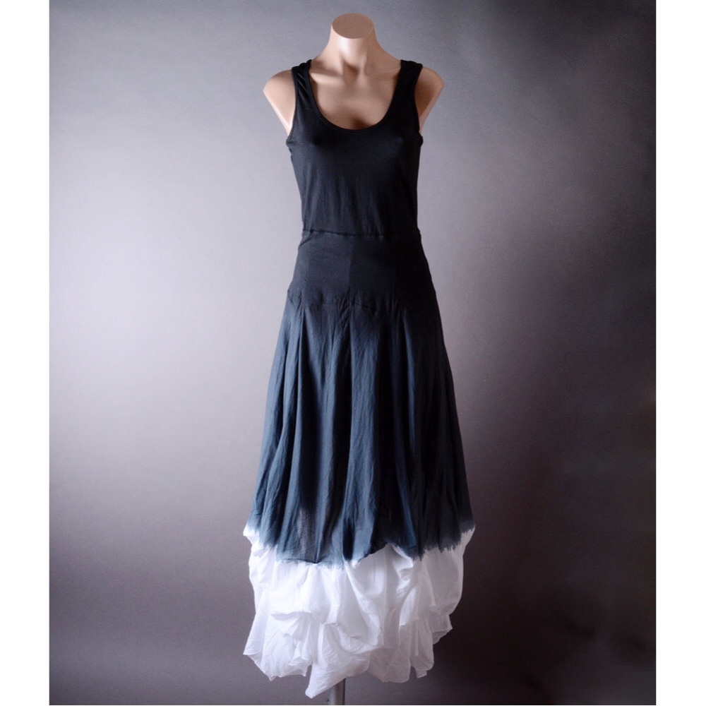 Black White Ombré Victorian Bustle Petticoat Dress